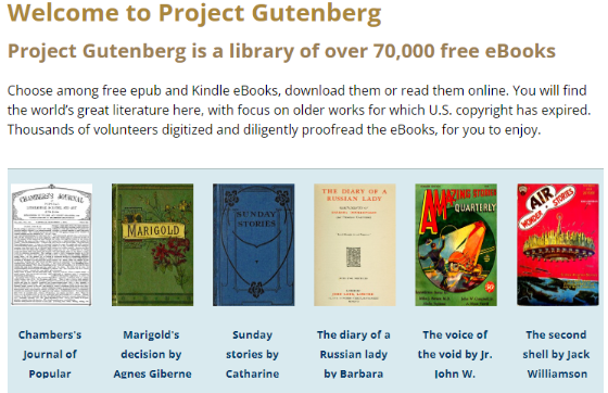 Project Gutenberg：最古の電子書籍ウェブサイト