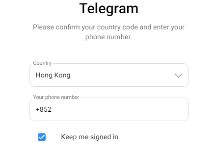 Inicia sesión en Telegram Web usando un número de teléfono