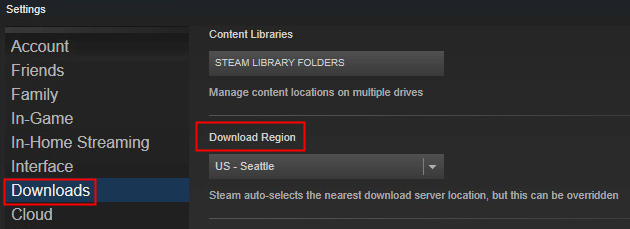 Change Download Region in Steam