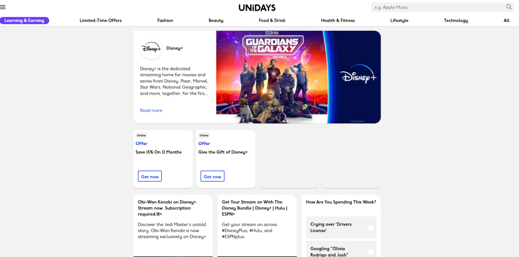 Получите студенческую скидку на Disney Plus с UNiDAYS