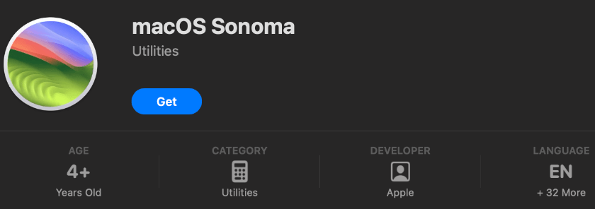 Скачайте установщик macOS Sonoma