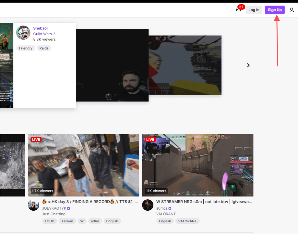 Twitch 註冊按鈕
