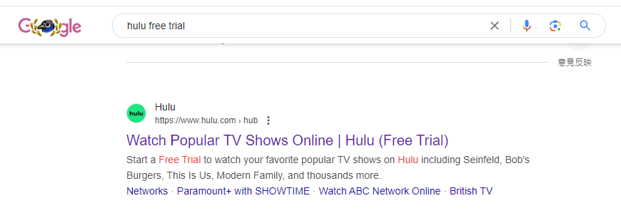  Hulu 免費試用頁面
