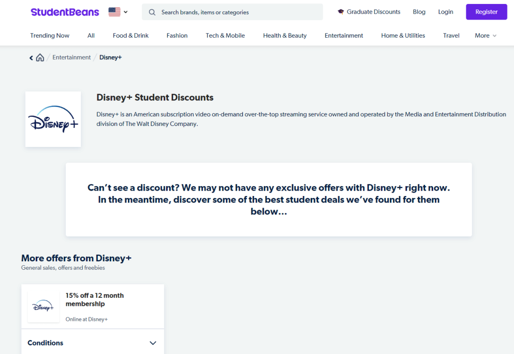 Get a Disney Plus student discount with Student Beans