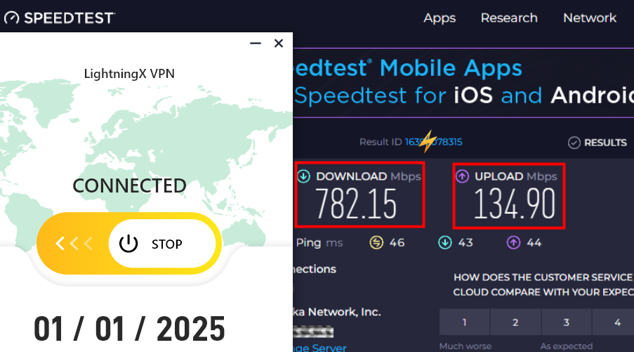 LightXtreme VPN speed test