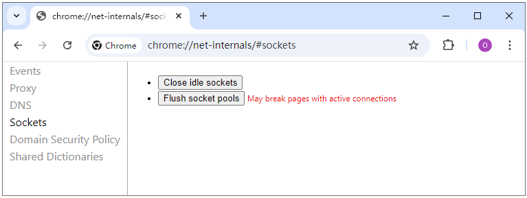 Vaciar los Pools de Sockets en Chrome