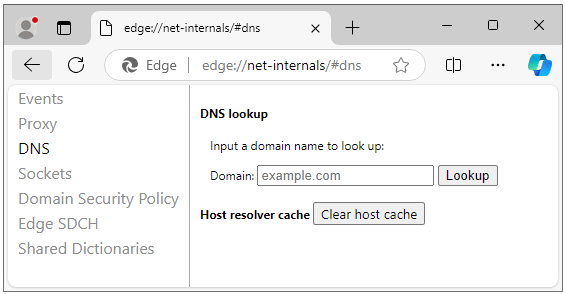 Vaciar la caché DNS en Edge