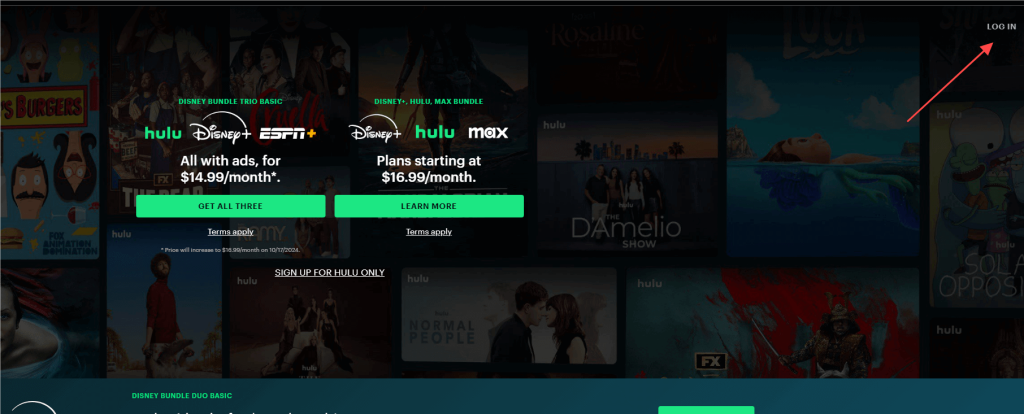 Посетите веб-сайт Hulu