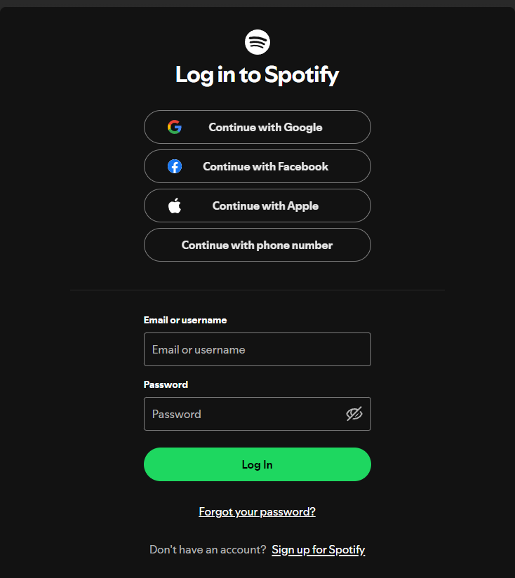 Log into Your Spotify Account