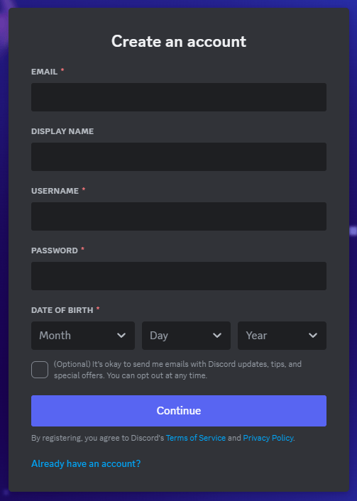 Discord Sign Up