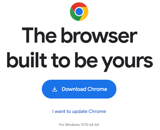Нажмите кнопку «Скачать Chrome»