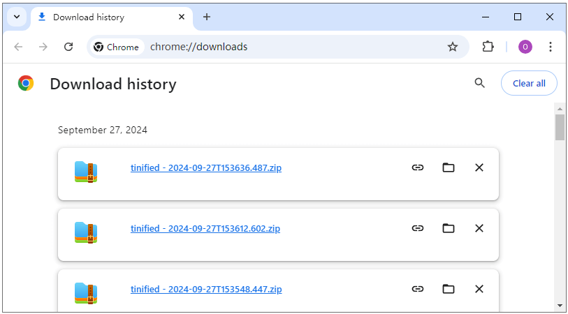 Chrome Downloads Page