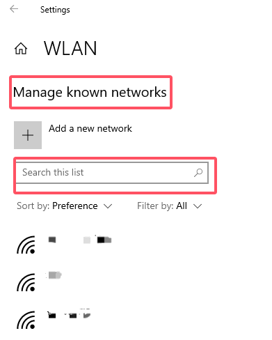 Windows 10에서 알려진 네트워크 관리