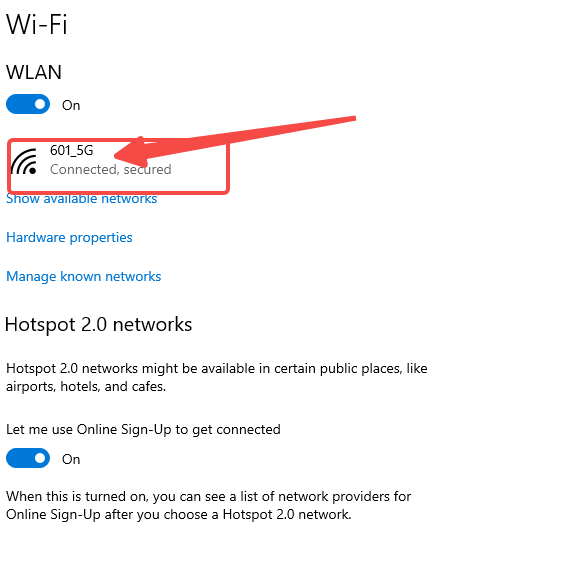 여기에는 연결된 WiFi가 표시됩니다. 클릭하세요