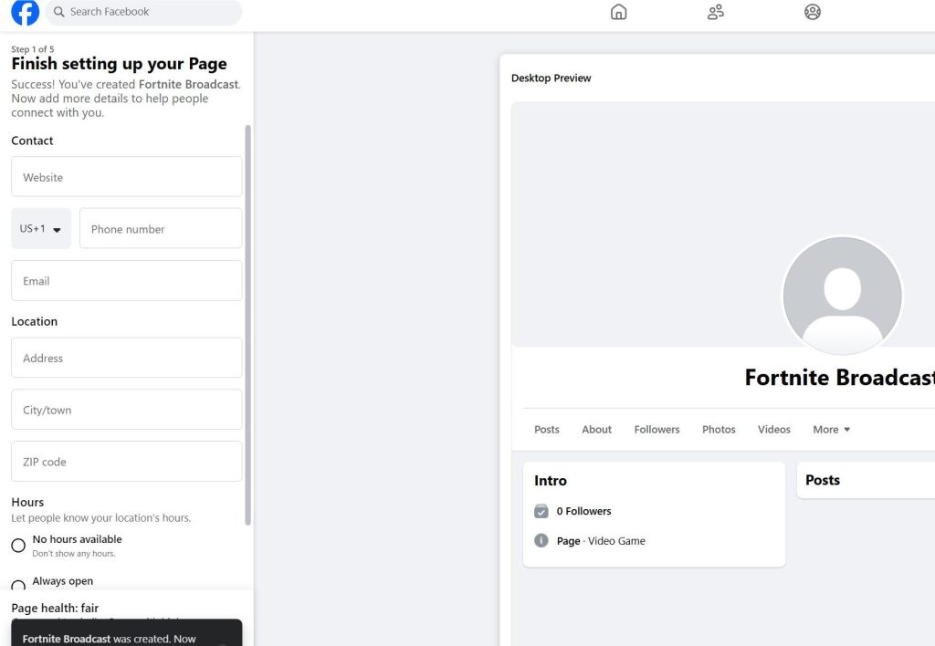 Ввести информацию на Facebook Gaming