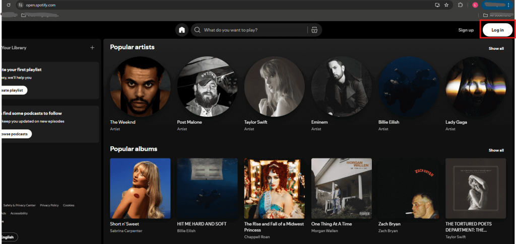 войти в Spotify