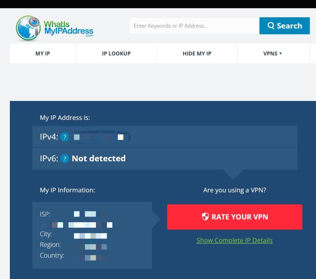 Check your IPv4 address on the "What Is My IP Address" website