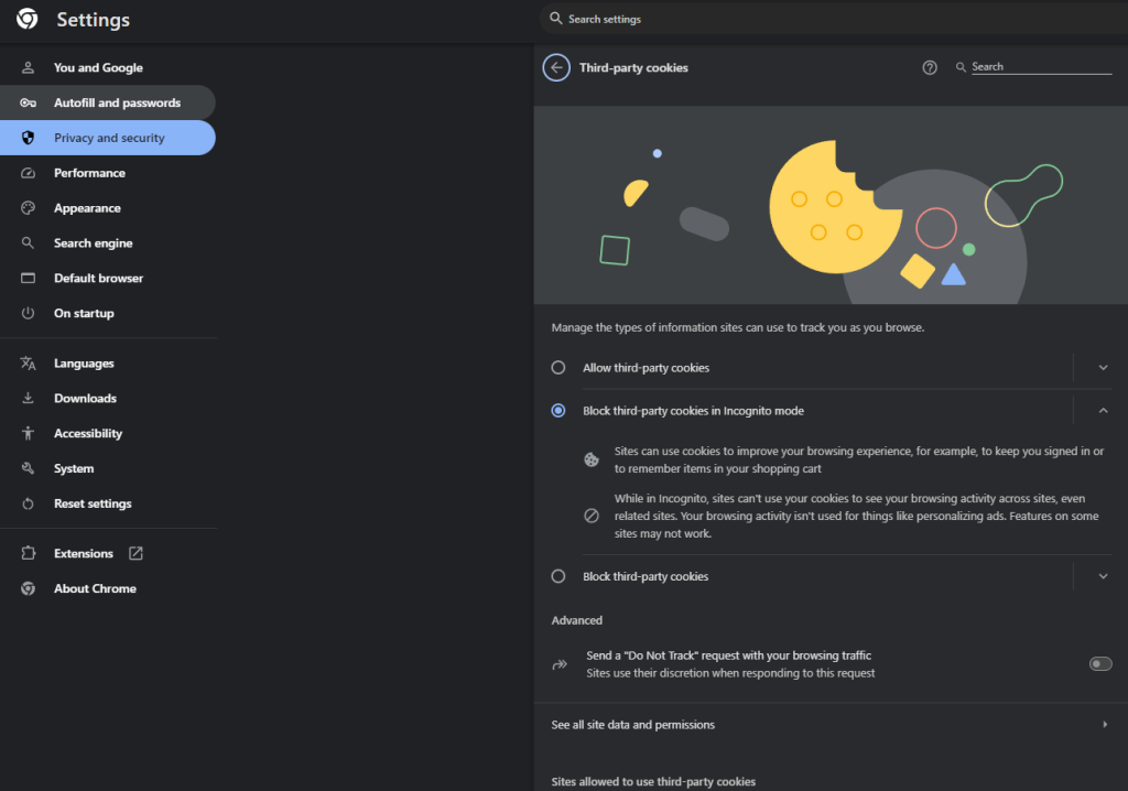 Настройки Куки Google