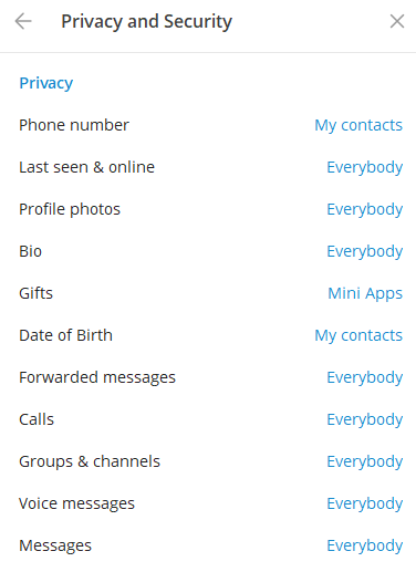 Adjust Privacy Settings