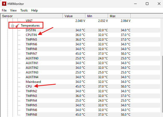 HWMonitorを使ってCPU温度を確認する