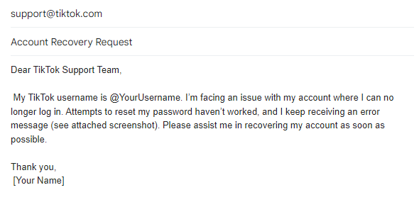 email TikTok example