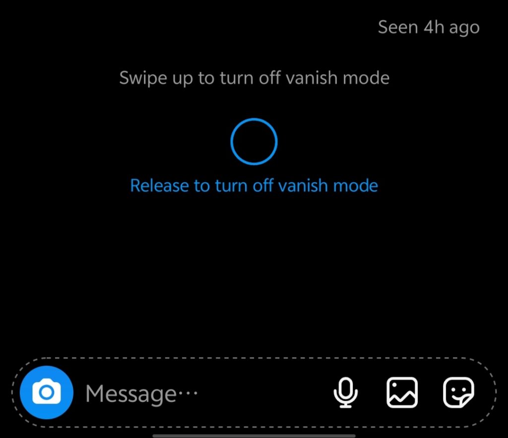 Release to Turn off Vanish Mode on Instagram