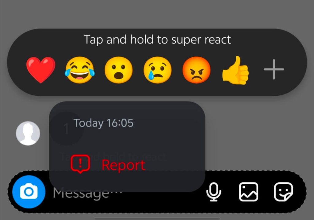 Long Press the Message and Choose Report