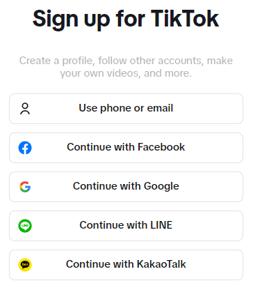 Registro en TikTok