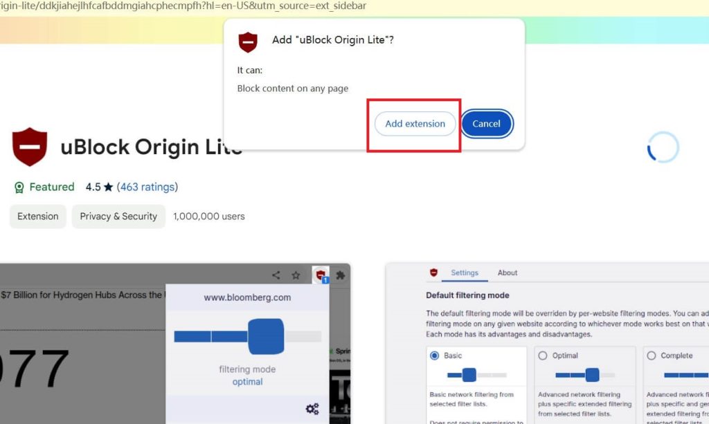 Add uBlock Origin Lite to Chrome
