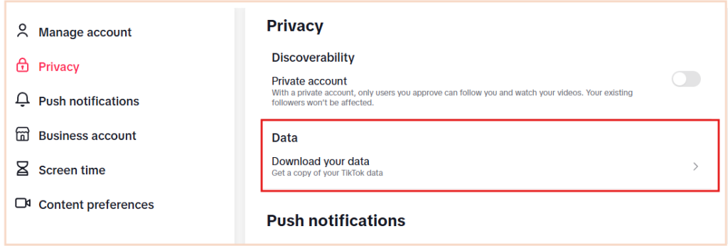 save TikTok data