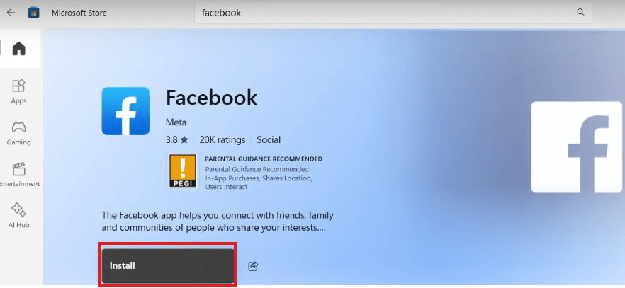 Facebookダウンロード