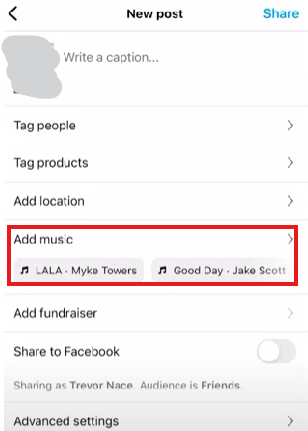 Add music to your Instagram post