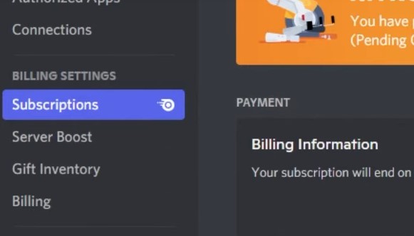 Subscriptions Tab
