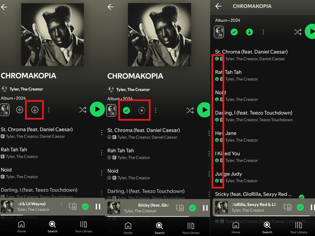The Downloading Process of Albums on Mobile