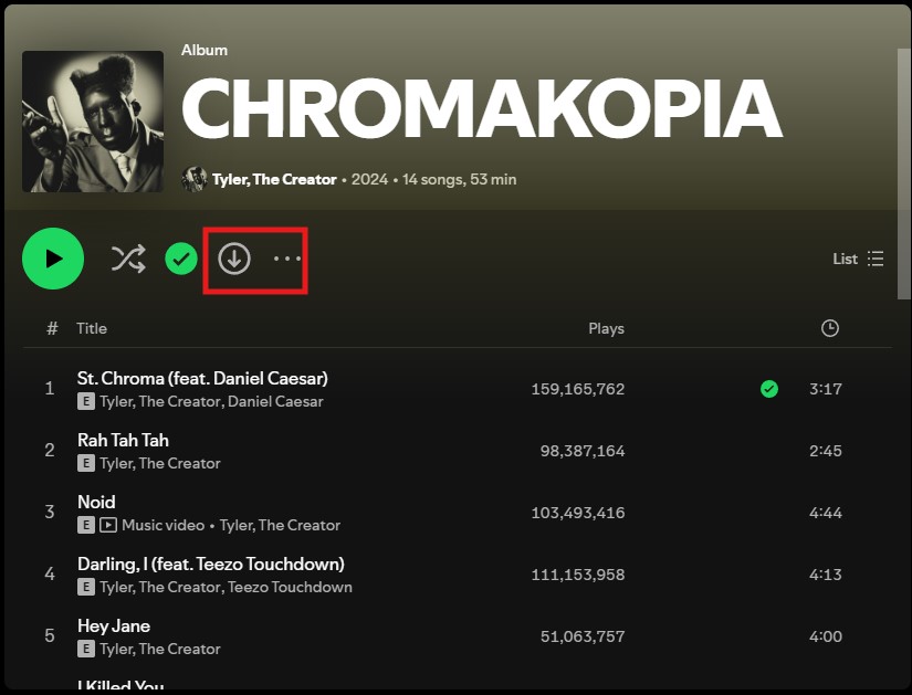 The Downloading Process of Albums on Desktop