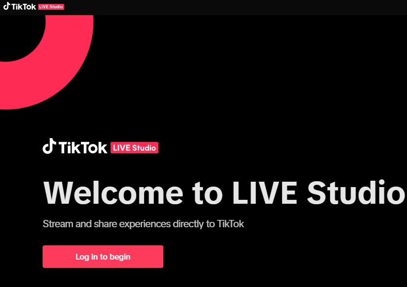 Log in to TikTok Live Studio