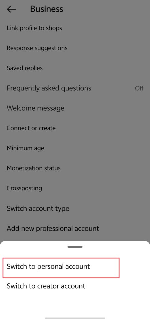 Choose "Switch to personal account"
