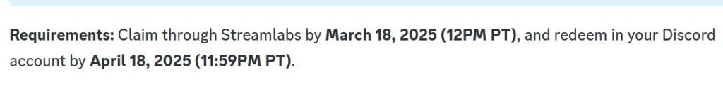 Redemption Deadline for Streamlabs' Discord Nitro Trial