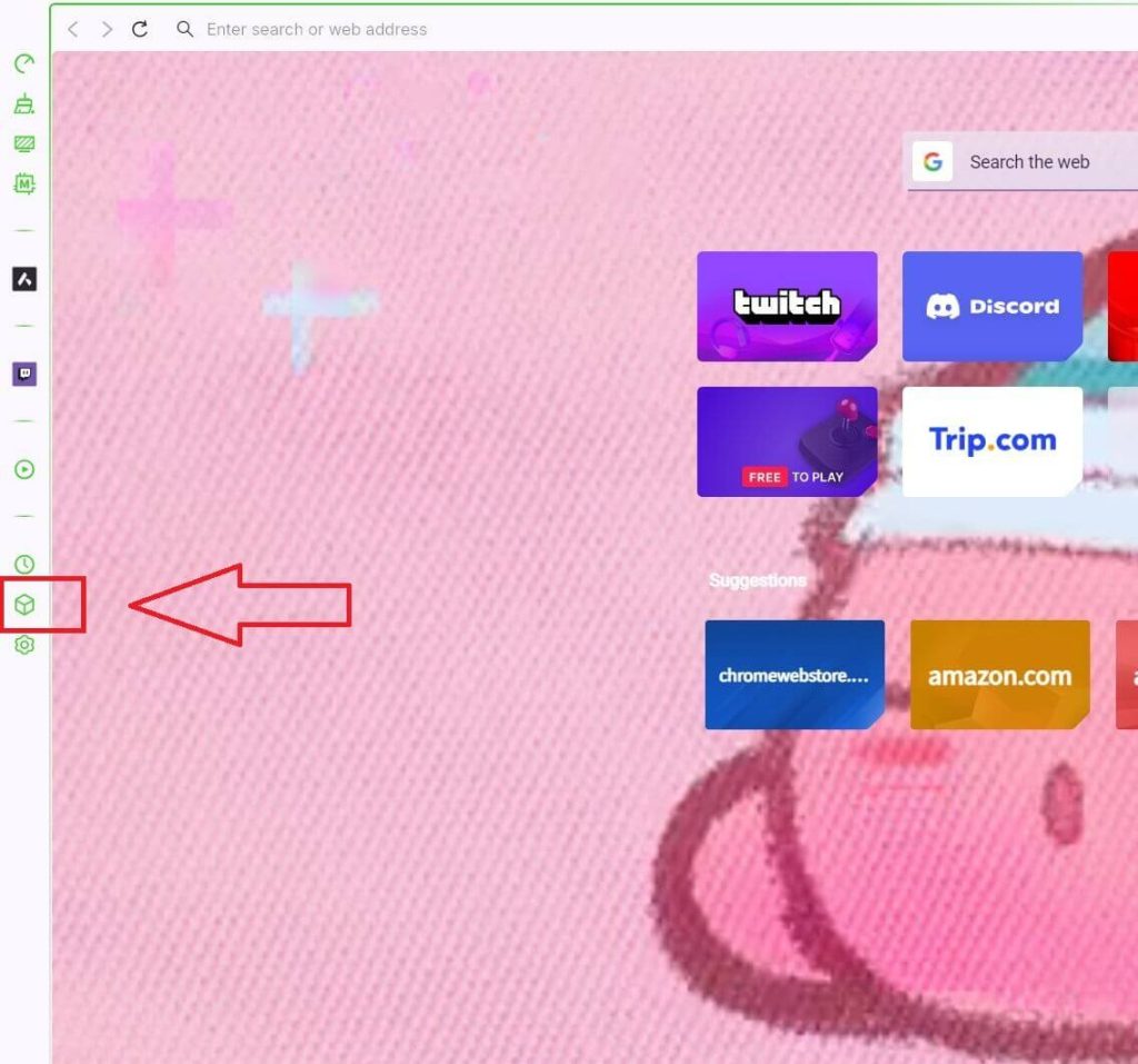 Click the Extensions Button on Opera GX