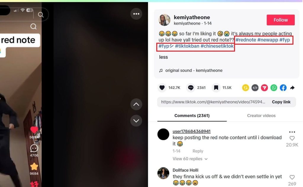 Tap the Hashtag Next to the Video on TikTok Website