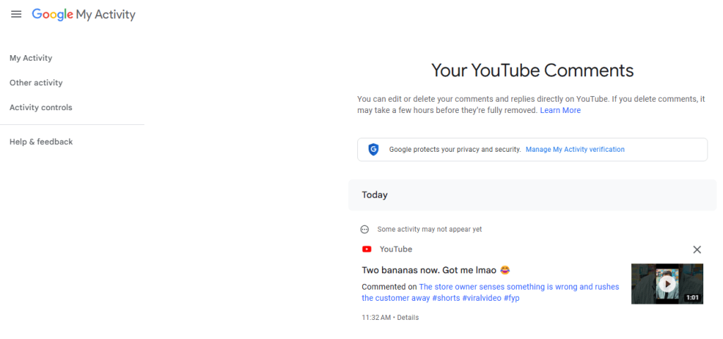 YouTube コメント履歴