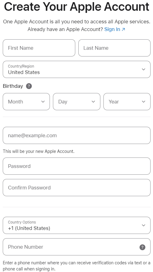 Create an Apple Account