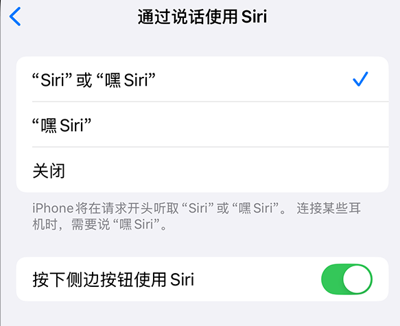 在iPhone上启用“嘿 Siri”: