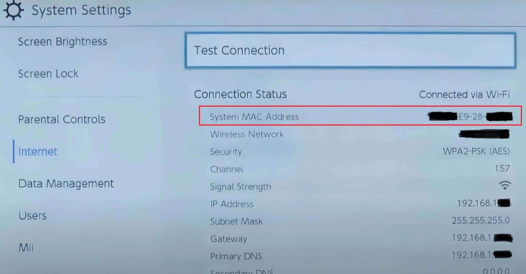 Check Switch's MAC Address in the System Settings