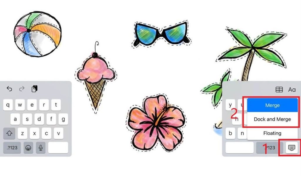 Press the Keyboard icon and Tap Merge or Dock and Merge