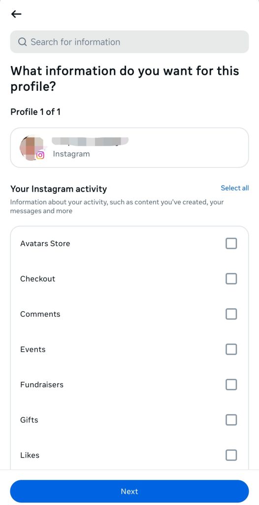  you will need to select the data you want.