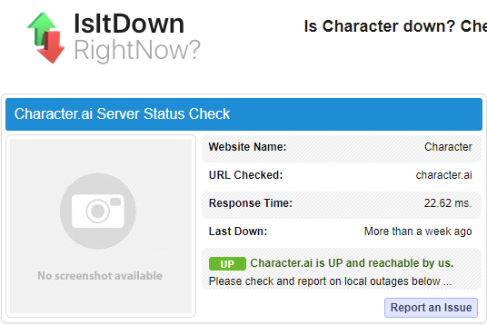 检查 Character AI 是否宕机的工具:isitdownrightnow