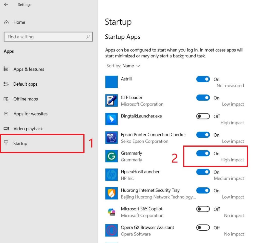 Toggle off the Grammarly Automatic Startup
