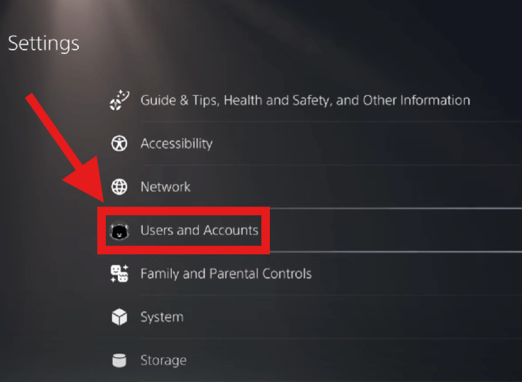Choose “Users and Accounts” to cancel PS Plus