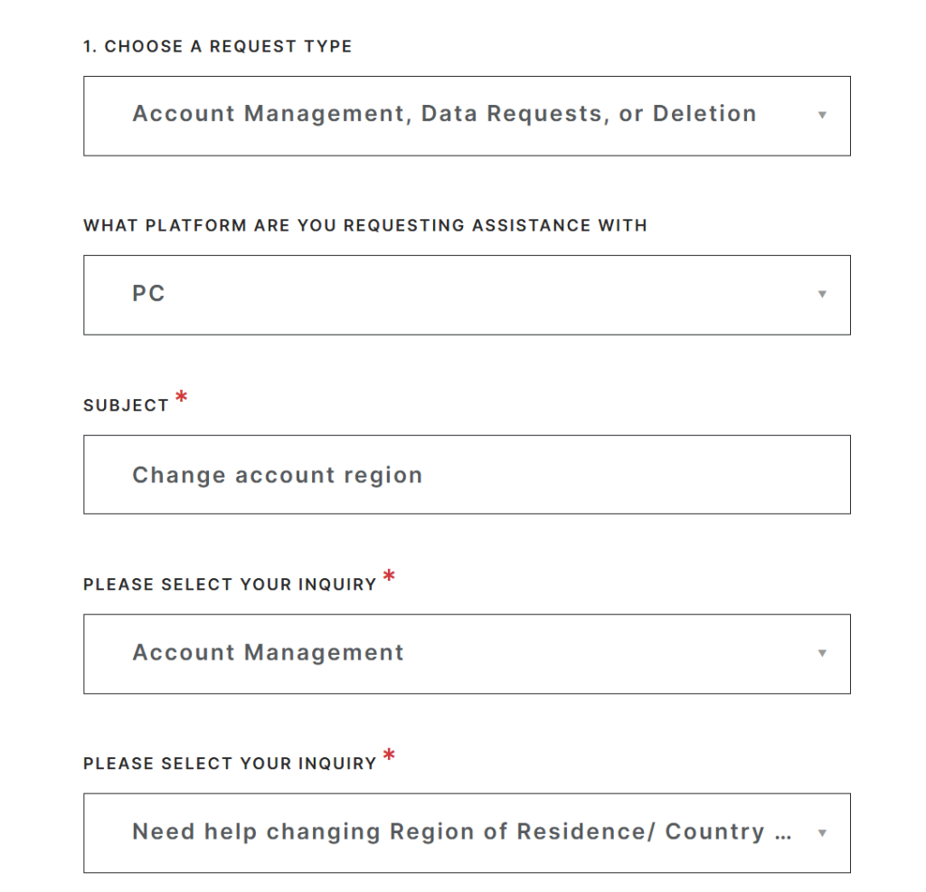 Choose the Request Type
